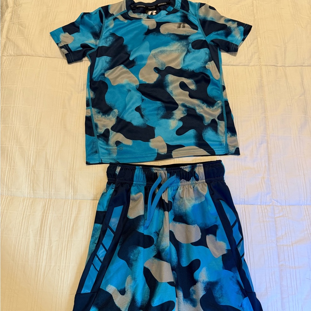 Russell Athletic Blue and Black Camo Kids Pajama Set